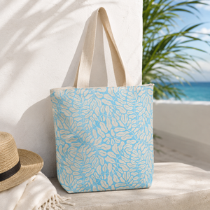 Sac fourre-tout en coton imprimé avec logo personnalisé, fermeture éclair, 140 GSM, réutilisable, pour la plage et le shopping, vente en gros, fabricant OEM ODM, marque privée - Product Image 6