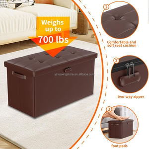Custodia ignifuga pouf Cube pieghevole a forma di fuoco borsa Ottoman sgabello portaoggetti con blocco in pelle poggiapiedi sgabello scatola di immagazzinaggio - Product Image 6
