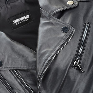 Veste en cuir véritable pour homme - Vêtement d'extérieur décontracté pour l'hiver, coupe-vent et imperméable, design écologique - Product Image 4