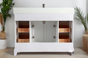 Moderno y Lujoso Set de Espejo y Mueble de Baño de Madera Sólida de 48 Pulgadas, Color Blanco, con Espejo y Accesorios para Apartamentos - Product Image 6
