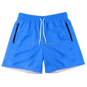 Short en maille contrastée bleue Design personnalisé Logo Short de sport d'été de haute qualité Short d'entraînement musculaire respirant à séchage rapide - Product Image 1