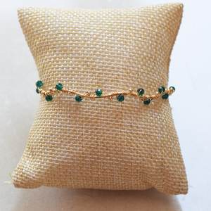 Bracelet en quartz vert émeraude, bracelet délicat en pierres précieuses pour femme, cadeau pierre de naissance, argent 925, or 14 carats - Product Image 3