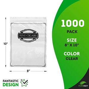 8X10 Sac à cigares en plastique transparent fin à fermeture éclair Pack de 1000 petits sacs refermables inviolables Sacs de rangement polyvalents - Product Image 2