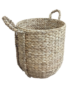Woven Water Hyacinth Eco-Friendly Modern Laundry <b>Basket</b> with Handle Storage Hamper for Living Room <b>Bathroom</b> Home Organization - Product Image 3