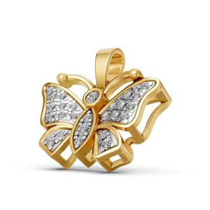 Lab Grown Diamond Butterfly Pendant <b>Necklace</b> 14K Yellow Gold Rhodium Plated IGI Certified Women's Nature Inspired Jewelry Gift - Product Image 4
