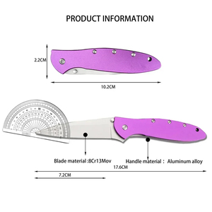 Navaja Plegable Multiusos con Hoja de Acero de 20.8cm, Punta de Gota, Perilla de Pulgar, Mango de Madera, Diseño Artístico, 0.5mm, 6.7in de Longitud Total, Afilada - Product Image 2