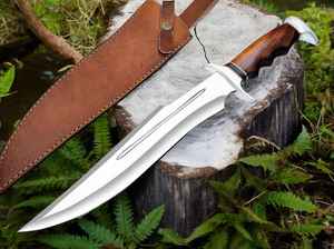 Couteau de chasse Bowie en acier D2 fait main sur mesure avec manche en bois confortable, outils de chasse Bowie, couteau de camping avec étui - Product Image 2