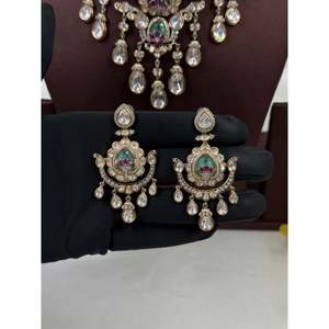 Indian Ethnic Fine Jewelry Set-Divya Victorian Gold Plated Moissanite Choker Necklace for Bridal & Festival - Product Image 4
