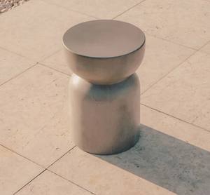 Modern <b>Round</b> Concrete Side Table Cement End Table Minimalist Hourglass <b>Stool</b> Garden Furniture Outdoor Indoor Coffee Table - Product Image 2