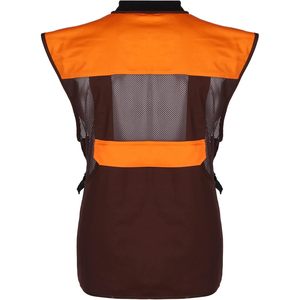 Gilet de chasse personnalisé pour homme et femme, respirant, en polyester, orange et marron, avec poches avant zippées en maille, pour adulte - Product Image 1