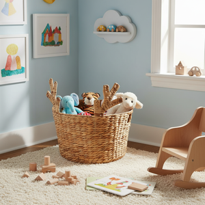 Cesta Decorativa de Jacinto de Agua con Diseño de Reno, Cesta de Almacenamiento Navideña Tejida a Mano para Sala de Estar, Dormitorio o Fiestas - Product Image 2