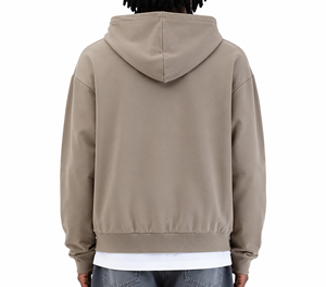 Sweat-shirt à capuche oversize pour homme, couleur unie, décontracté, en coton French Terry, à fermeture éclair quart de tour, pour l'automne - Product Image 2