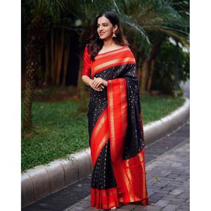 ผ้าแพรไหมสังเคราะห์สังเคราะห์สีทองผ้าไหมนิ่มสีดำ - Product Image 1