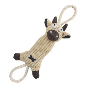 Giocattolo per animali domestici di mucca di peluche di iuta e corda per masticare e giocare - Product Image 1
