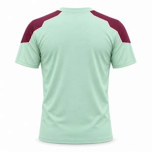Camiseta Premium para Hombre con Hombros Caídos, Ropa Deportiva Personalizada, Camiseta Deportiva Verde Claro con Paneles en los Hombros Color Borgoña - Product Image 3