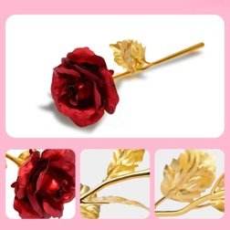 Rose rouge plaquée or, cadeau pour la Saint-Valentin, la fête des mères, un anniversaire, un mariage, un cadeau d'anniversaire pour elle - Product Image 3