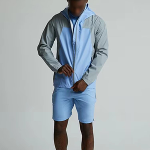 Survêtement à capuche en nylon OEM personnalisé de haute qualité pour hommes, respirant, léger, pour le jogging, vêtements de sport imprimés unis, vente en gros pour l'automne - Product Image 2