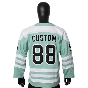 Camiseta de Hockey sobre Hielo Verde Menta Personalizada, Sublimada, con Costuras Reforzadas, para Hombre, Talla Grande, Manga Larga, Ropa Deportiva Transpirable para Exteriores - Product Image 1