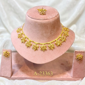 Conjunto de Collar de Lujo con Diseño de Flor de Circonio Chapado en Oro para Mujer, Conjunto de Joyería para Boda o Fiesta - Product Image 1