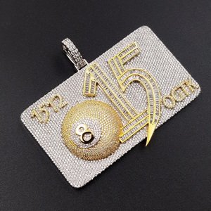 Colgante Rectangular de Moissanita Totalmente Engastado, Chapado en Oro de Dos Tonos, Joyería Personalizada con Nombre Estilo Hip Hop, Regalo para Hombre - Product Image 4