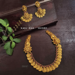 Kasu Mala Short Matte Necklace Set-Fashion Jewelry - Product Image 2
