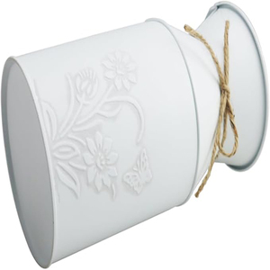 Vase à fleurs en métal galvanisé blanc, style antique rétro, pot de fleurs rustique vintage, porte-fleurs primitif, jardinières de ferme - Product Image 3