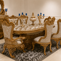Ensemble de table et chaises de style impérial européen, ensemble de table à manger haut de gamme avec chaises rembourrées, meubles de salle à manger pour la maison, Royaume-Uni