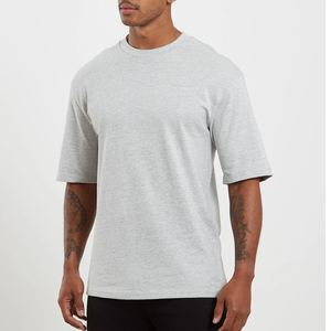 T-shirt en coton noir surdimensionné pour homme, col rond, manches courtes, décontracté, couleur unie, coupe jersey, longueur normale, style tricoté uni - Product Image 1