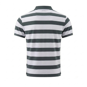 Chemises polo en tricot pour hommes sur mesure, manches courtes, coton respirant, gris et blanc, haute qualité, style streetwear. - Product Image 2