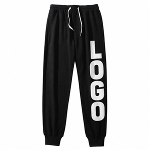 Pantalon de jogging en molleton noir personnalisé pour homme, avec cordon de serrage à la taille, coupe décontractée, vente en gros pour acheteurs B2B de vêtements aux États-Unis, au Royaume-Uni et en UE, en stock - Product Image 1