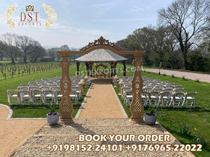 Boda aspecto de madera FRP Triveni Mandap puerta sur indio boda entrada decoración pilares gran Tamil boda entrada - Product Image 6