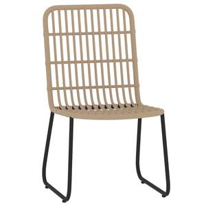 Ensemble de salle à manger en rotin PE noir et chêne avec verre en acier thermolaqué pour usage extérieur - Product Image 3