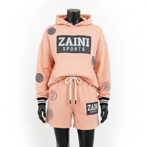 Conjunto de Sudadera con Capucha y Pantalones Cortos de Felpa para Mujer, 320 GSM, Mezcla de Algodón Premium, Logotipo con Estampado Puff, Ropa Urbana - Product Image 6