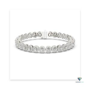 7.04 CT White <b>Gold</b> Radiant Cut Lab Grown Diamond Halo Link Bracelet in 18K <b>Solid</b> <b>Gold</b> - Product Image 5