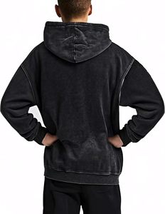 Sweat à capuche pour homme de haute qualité, sur mesure, style streetwear, effet délavé, en vente à bas prix - Product Image 3
