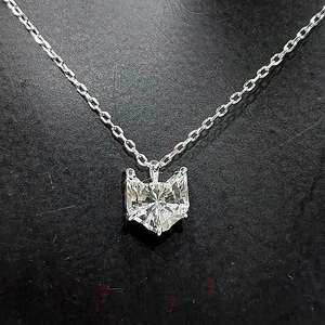 Collar con Colgante de Diamante Corte Asscher, Plata 925, Engaste de Garras, Estilo Clásico, Unisex, Uso Diario - Product Image 1
