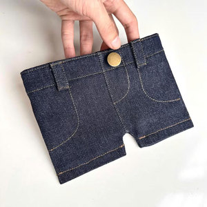 Mini portefeuille en tissu jean, organisateur de cartes léger, porte-monnaie portable, petit porte-billets pour femmes et hommes - Product Image 5