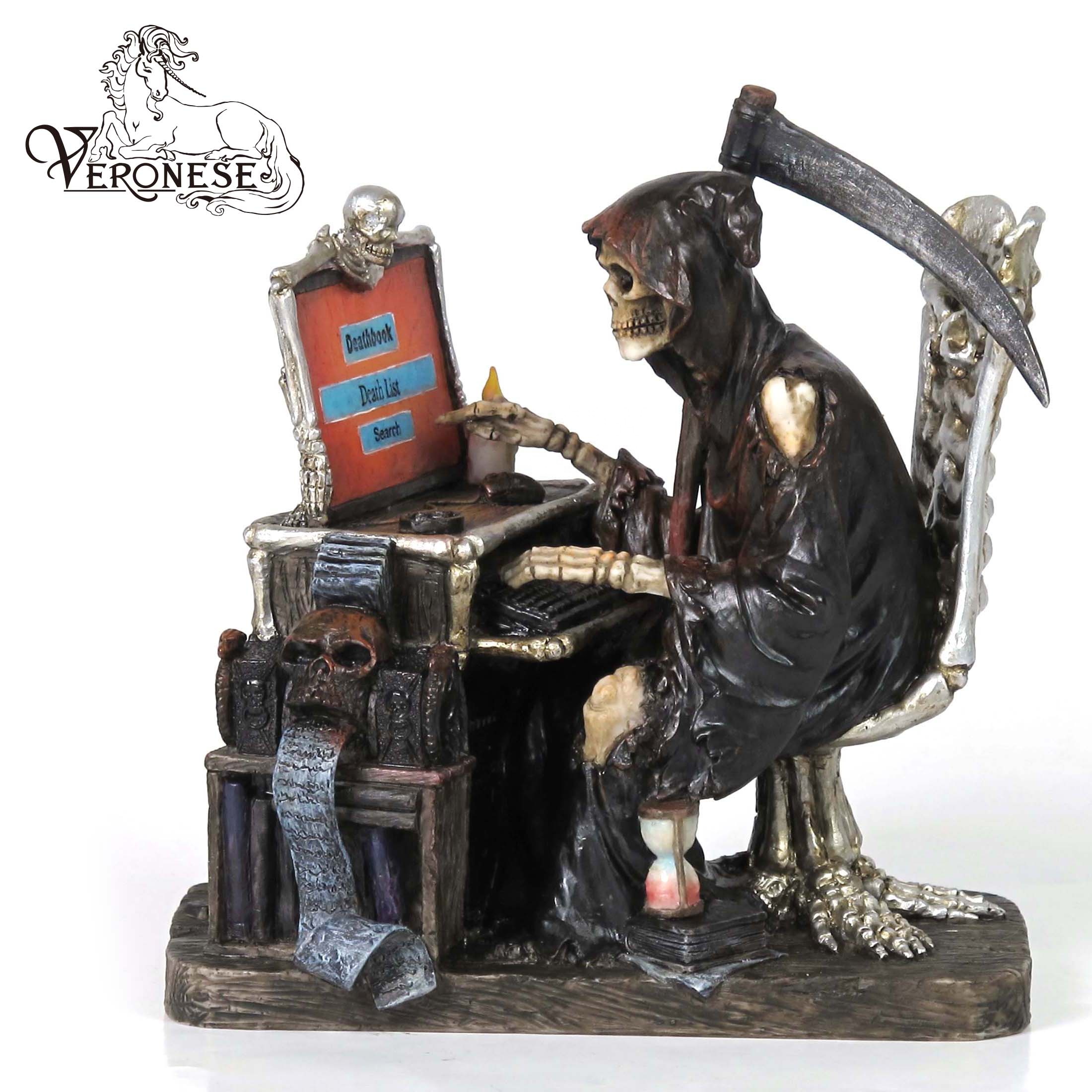 Veronese Design Skeleton Sitting Holding Knee Figurine - Hand