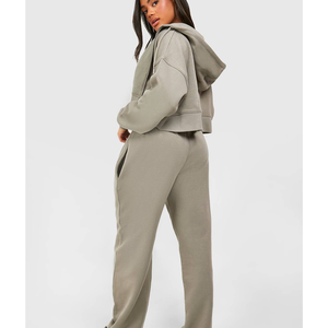 Ensemble de survêtement respirant pour femme, style crop top, à capuche, taille haute, manches longues, pour la course, le yoga, le jogging et les sports de loisirs, collection Automne Hiver 2026 - Product Image 2