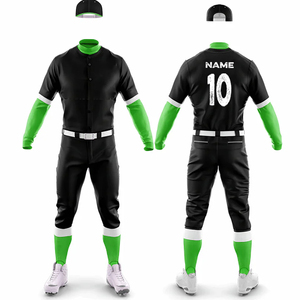 Ensemble de maillot de baseball unisexe personnalisé noir avec bordure blanche et pantalon gris, respirant, anti-humidité, écologique, manches courtes pour l'hiver - Product Image 5