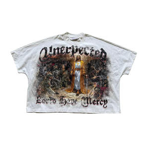 Boxy Fit Custom Unexpected <b>Gothic</b> Graphic Tee Vintage Wash T <b>Shirt</b> Casual Oversized “May the Lord Be With You” Hip Hop T <b>Shirt</b> - Product Image 1
