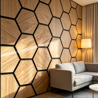 Panneau mural décoratif insonorisant en MDF hexagonal moderne, prêt à l'emploi, finition brillante, résistant à l'usure, pour salon