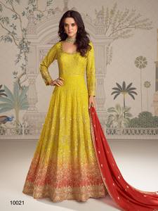 Traje Anarkali de Georgette de Talla Única con Bordado de Lentejuelas, Elegante y Largo hasta el Suelo, para Bodas, Diwali, Fiestas - Secado Rápido - Product Image 3