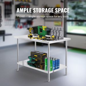 Tavolo da Preparazione Resistente 30 X 48 X 34 Pollici, Capacità di Carico 880 Libbre, 3 Altezze Regolabili, in Acciaio per Cucina Commerciale - Product Image 4
