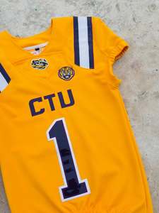 ชุดเสื้อฟุตบอลอเมริกัน CTU สีเหลือง สีม่วง คอวี แขนสั้น ชุดเด็ก ชุดทีมเด็กชาย - Product Image 2
