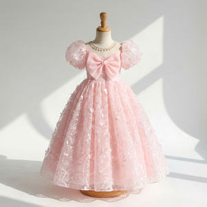 Vestido de Princesa con Mangas Abullonadas Rosas, Directo de Fábrica, para Niñas de 3 a 10 Años, Suministro del Fabricante - Product Image 1