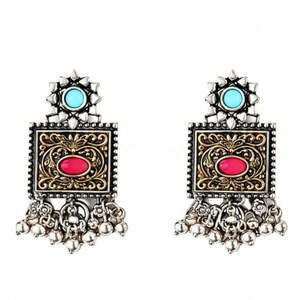 <b>Bridal</b> Traditional Navratri Oxidised Silver Plated Multicolour Long <b>Necklace</b> <b>and</b> Matching <b>Earrings</b> Jewellery <b>Set</b> for Women - Product Image 3