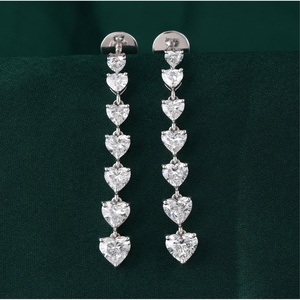 Boucles d'oreilles pendantes en diamant naturel cultivé en laboratoire, taille cœur, 5,36 carats, plaqué or blanc 14K, VVS1, certifiées IGI, pour mariage - Product Image 1