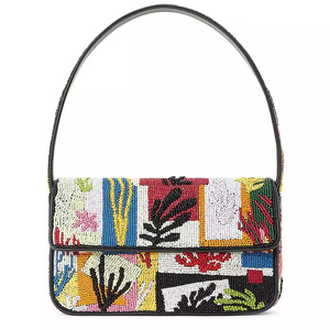 Bolso de Hombro Personalizado con Cuentas de Coral, Patrón Botánico Multicolor, Bolso de Tela con Solapa, Bolso de Moda para Mujer, para Fiestas y Eventos Nocturnos - Product Image 1