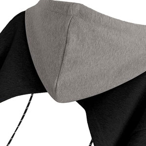 Haut court à capuche personnalisé pour femme, coupe avant échancrée, manches longues, style unique, vêtement de sport, 100 % coton - Product Image 3